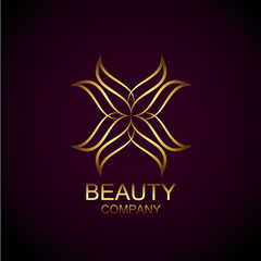 Abstract Gold Beautiful flower line decoration,beauty logo