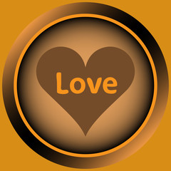 Icon orange love heart