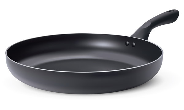 Frying pan, isolated. 3D vector illustration