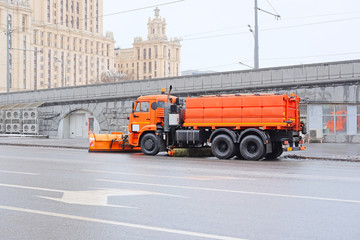 Cleaning truck in Moscow, Russia