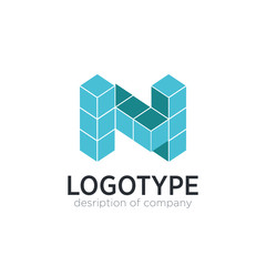 Letter H cube figure logo icon design template elements
