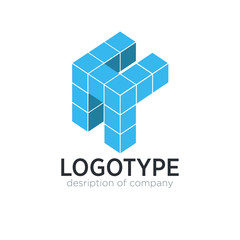 Letter H cube figure logo icon design template elements
