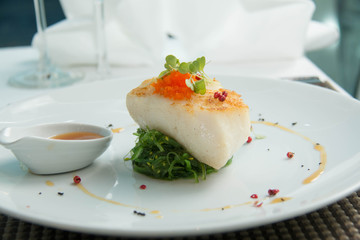  Grilled Snow Fish with  sauce.