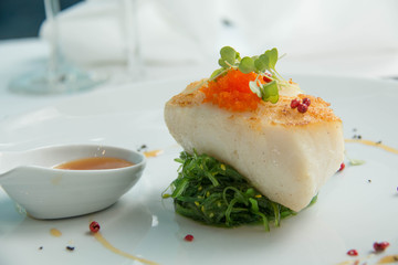  Grilled Snow Fish with  sauce.