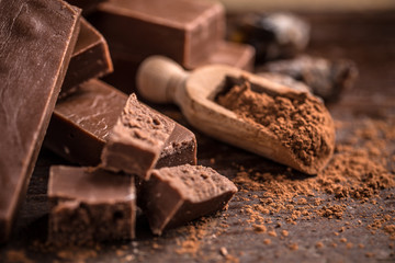Broken homemade chocolate bar