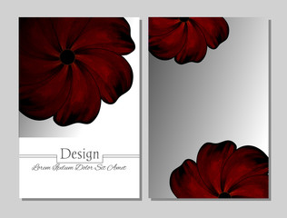 Set of vector design templates.Corporate Identity kit or business kit with artistic, abstract colorful design  for your business. Vector abstract booklet cover. Beauty brochure. Red flower