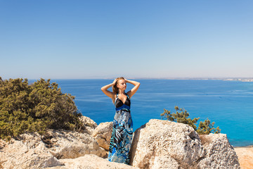 Portrait of young woman  near the tropical beach