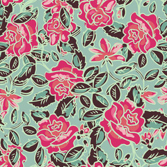 Seamless pattern with roses flowers