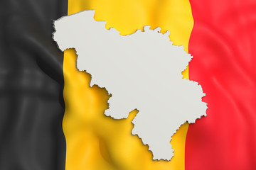 Silhouette of Belgium map with flag