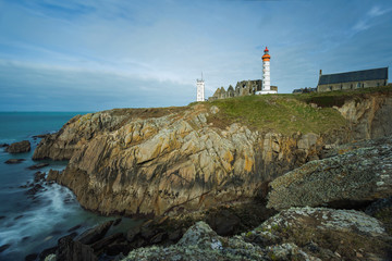 Lighthouse of Pointe Saint Mathieu in Plougonvelin, Brittany, Fr