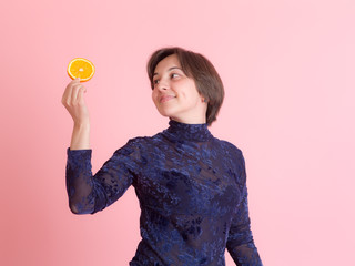 woman with an orange