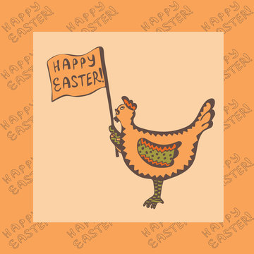 Hand-drawn Easter chicken