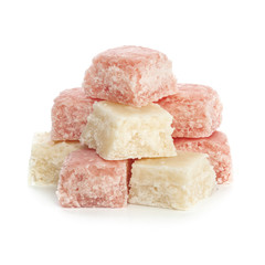 Coconut Ice on White Background