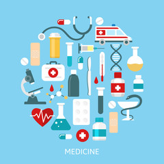 Flat Medicine Round Poster