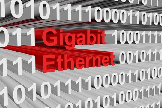 Gigabit Ethernet As A Binary Code 3D Illustration