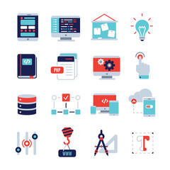 Programm Development Flat Icon Set 