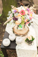 Obraz na płótnie Canvas Wedding decoration on boho style: flower composition