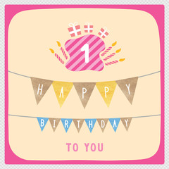 Happy first birthday card