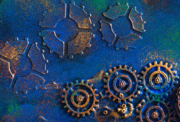 handmade steampunk background mechanical cogs wheels