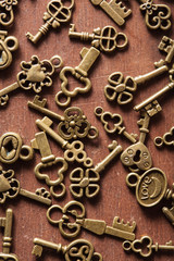 steampunk old vintage metal keys background