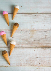 various ice creams top down view for background purpose