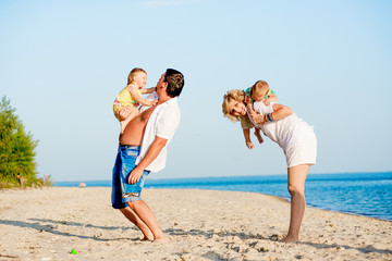 Happy family on the beach