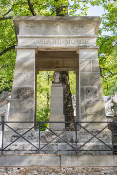 PARIS, FRANCE - MAY 2, 2016: Gaspard Monge grave in Pere-Lachaise cemetery