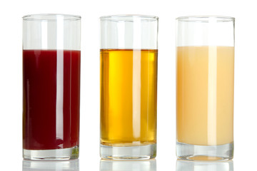 Fototapeta na wymiar glass glasses with juice on white isolated background