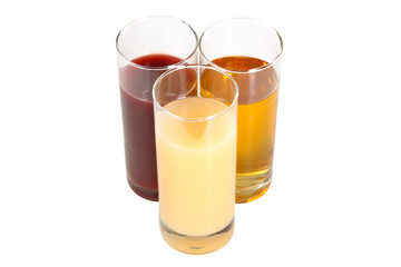 glass glasses with juice on white isolated background