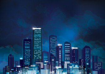 Vector night cityscape.