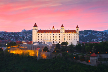 Fototapeta na wymiar View of Bratislava castle at sunset, Slovakia