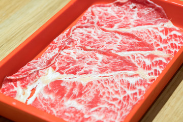 sliced wagyu beef
