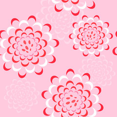 Vector seamless floral pattern with peonies or roses in pink, red, white colors. Design for textile, fabric, websites, wedding or invitation cards, postcards