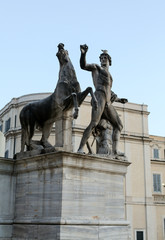 Fototapeta na wymiar The Fontana dei Dioscuri. Statues of Castor and Pollux, Dioscuri, the Quirinal, Rome, Italy
