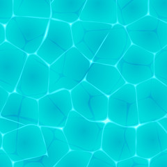 Vector illustration blue water seamless texture as a background for you design. Sun dancing in the blue water. Summer beach background.