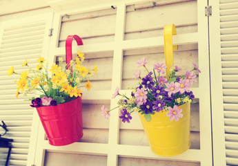 Hanging Flower Pots with fence