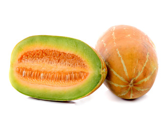 Ripe cucumis,Ripe cantaloupe on white background