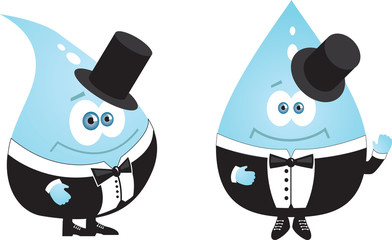 Character mascot in the form of drops of water