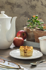 Rice pudding with cinnamon and tea for Breakfast