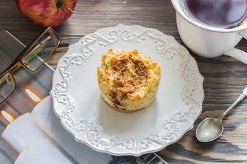 Rice pudding with cinnamon and tea for Breakfast