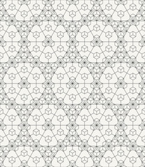 Vector seamless pattern. Modern stylish outlined geometric texture with repeating structure of hexagons and triangles.