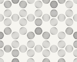 Modern stylish outlined decorative geometric texture with structure of repeating spheres - vector seamless pattern - 110400187