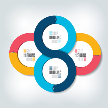 Circle infographic diagram, scheme, chart, presentation, 4 option. vector 3 D design.