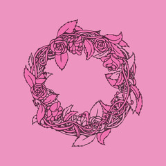 Hand drawn Vintage decorative lovely set of laurels and flower wreaths Doodle ancient wreath, decorative design element