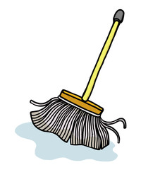 mop / cartoon vector and illustration, hand drawn style, isolated on white background.
