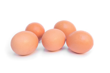 five eggs. Isolated on white background, select focus eggs middle ( You can paint on there's egg )