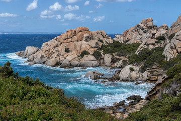Fototapeta na wymiar The coastline at Capo Testa Sardinia