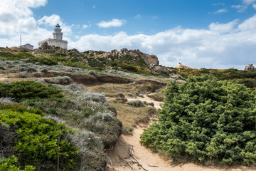 Fototapeta na wymiar The Lighthouse at Capo Testa Sardinia
