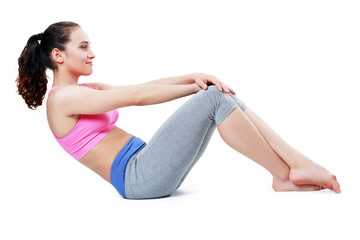 Obraz na płótnie Canvas woman doing stretching exercises