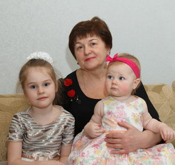 The grandmother with two grandchildren